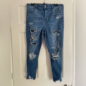 American Eagle Destroyed Denim Super Hi Rise Jeggings